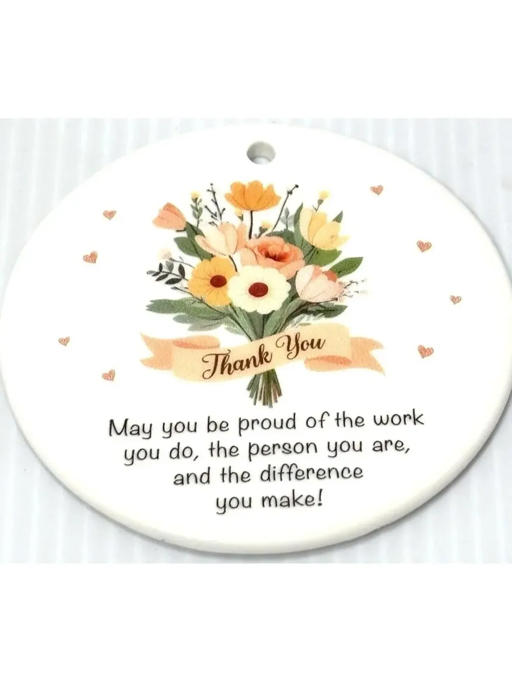 Thank You Floral Flower Bouquet Ornament Cute Keepsake Gift New No Ribbon-NEW